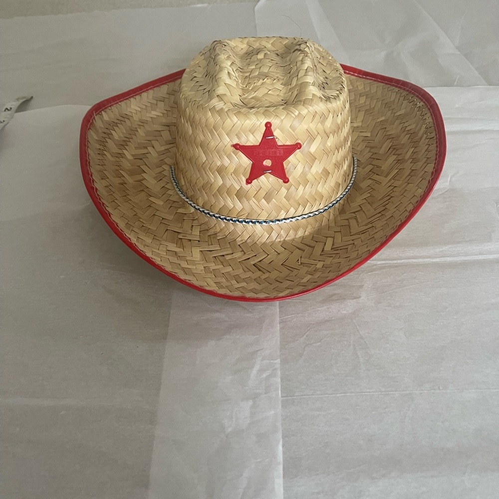 Western Straw Hat with Red Star
